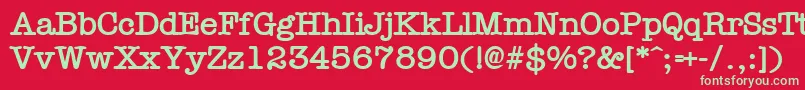 フォントTypistBold – 赤い背景に緑の文字