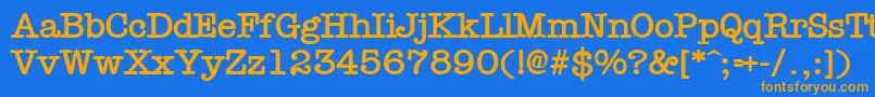 フォントTypistBold – オレンジ色の文字が青い背景にあります。