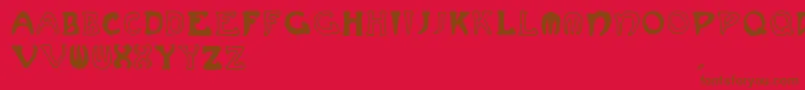 フォントMuchafrenchcapitals – 赤い背景に茶色の文字