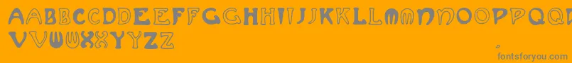 Muchafrenchcapitals-Schriftart – Graue Schriften auf orangefarbenem Hintergrund