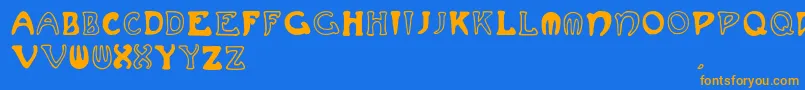 Muchafrenchcapitals Font – Orange Fonts on Blue Background