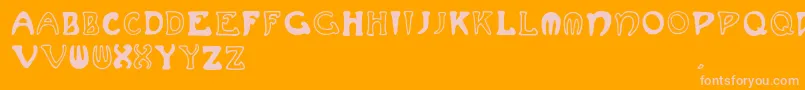 Muchafrenchcapitals Font – Pink Fonts on Orange Background