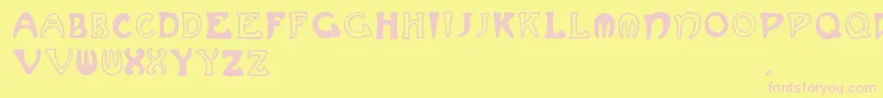 Muchafrenchcapitals Font – Pink Fonts on Yellow Background