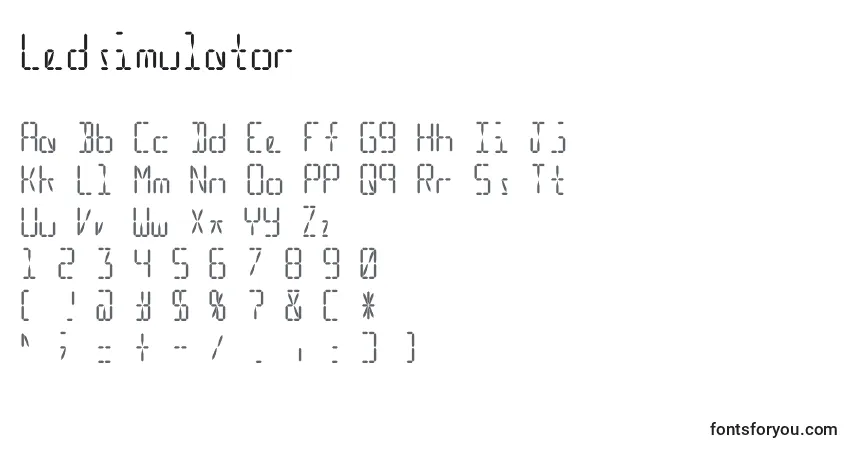 Schriftart Ledsimulator – Alphabet, Zahlen, spezielle Symbole