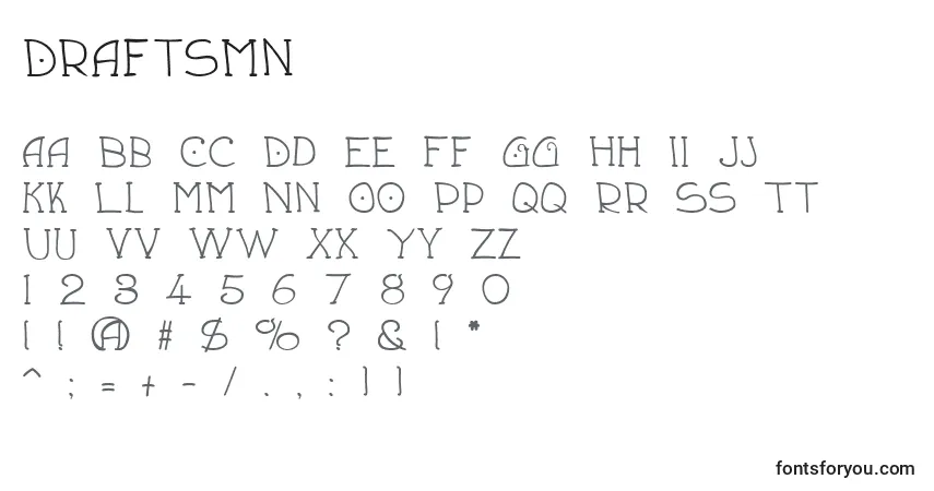 Schriftart Draftsmn – Alphabet, Zahlen, spezielle Symbole