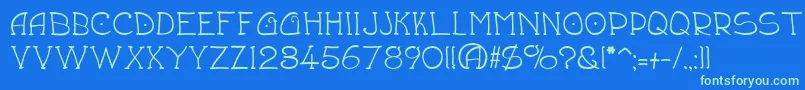 Draftsmn Font – Green Fonts on Blue Background