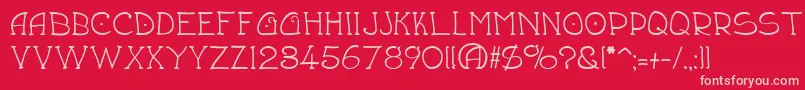 Draftsmn Font – Pink Fonts on Red Background