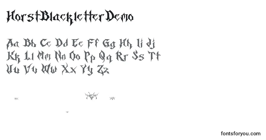A fonte HorstBlackletterDemo – alfabeto, números, caracteres especiais