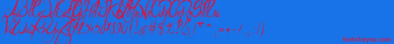 ElegantDragon-Schriftart – Rote Schriften auf blauem Hintergrund