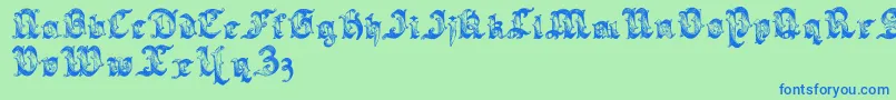 フォントSarabandlettering – 青い文字は緑の背景です。