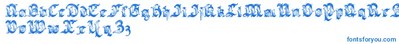 Sarabandlettering-Schriftart – Blaue Schriften auf weißem Hintergrund