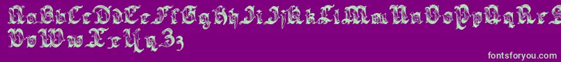Sarabandlettering-fontti – vihreät fontit violetilla taustalla