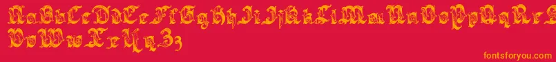 フォントSarabandlettering – 赤い背景にオレンジの文字