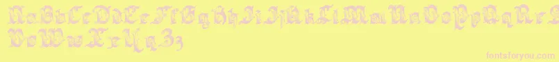 Sarabandlettering-fontti – vaaleanpunaiset fontit keltaisella taustalla