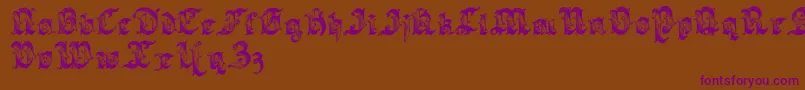 Sarabandlettering-fontti – violetit fontit ruskealla taustalla