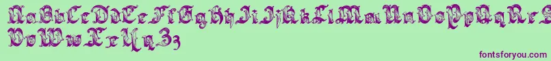 Sarabandlettering-fontti – violetit fontit vihreällä taustalla