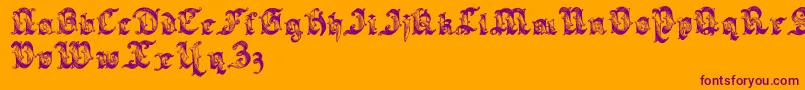 Czcionka Sarabandlettering – fioletowe czcionki na pomarańczowym tle