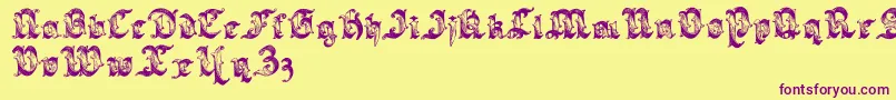 Sarabandlettering-Schriftart – Violette Schriften auf gelbem Hintergrund