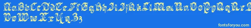 Sarabandlettering-Schriftart – Gelbe Schriften auf blauem Hintergrund