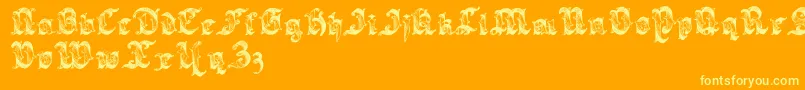 Sarabandlettering-Schriftart – Gelbe Schriften auf orangefarbenem Hintergrund