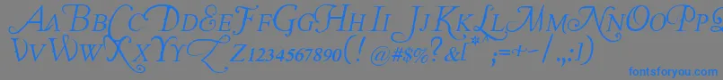 TheLastFontImWastingOnYouItalic-Schriftart – Blaue Schriften auf grauem Hintergrund