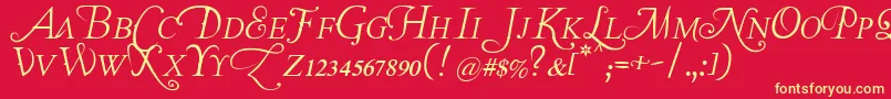 Fonte TheLastFontImWastingOnYouItalic – fontes amarelas em um fundo vermelho