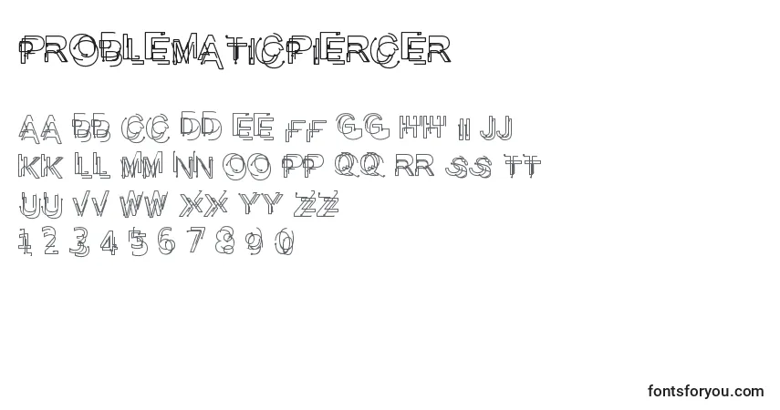 Fuente ProblematicPiercer - alfabeto, números, caracteres especiales