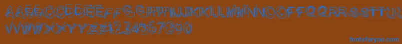 ProblematicPiercer-Schriftart – Blaue Schriften auf braunem Hintergrund