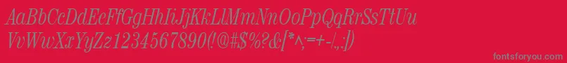 フォントRubyscriptnarrowRegular – 赤い背景に灰色の文字