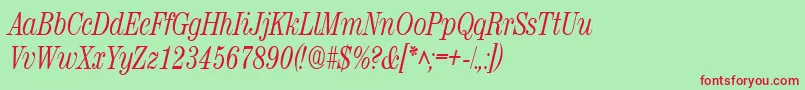 RubyscriptnarrowRegular Font – Red Fonts on Green Background