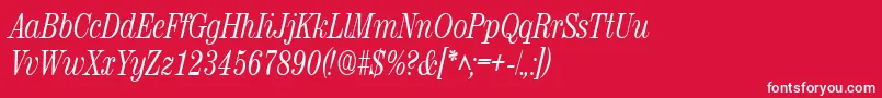 フォントRubyscriptnarrowRegular – 赤い背景に白い文字