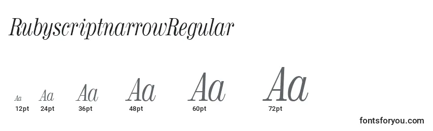 RubyscriptnarrowRegular Font Sizes