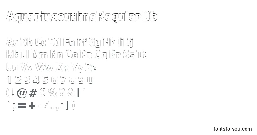 A fonte AquariusoutlineRegularDb – alfabeto, números, caracteres especiais