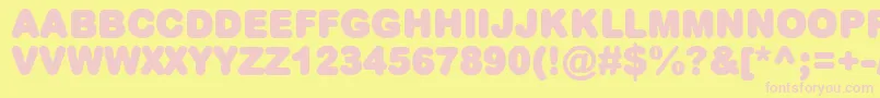 PlumpMt-fontti – vaaleanpunaiset fontit keltaisella taustalla