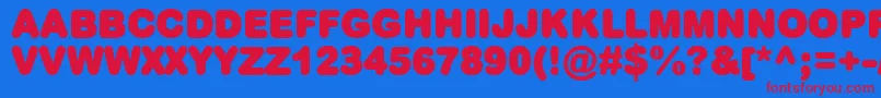 PlumpMt Font – Red Fonts on Blue Background