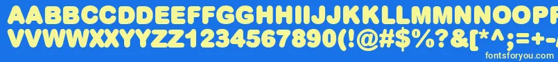 PlumpMt Font – Yellow Fonts on Blue Background