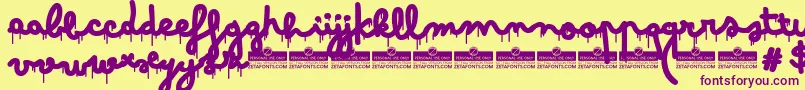 BimboDrippingJumboTrial-Schriftart – Violette Schriften auf gelbem Hintergrund