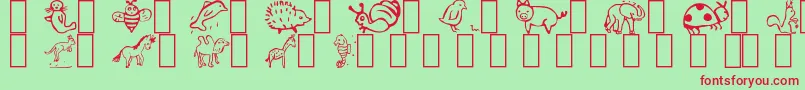 Pictanimos Font – Red Fonts on Green Background