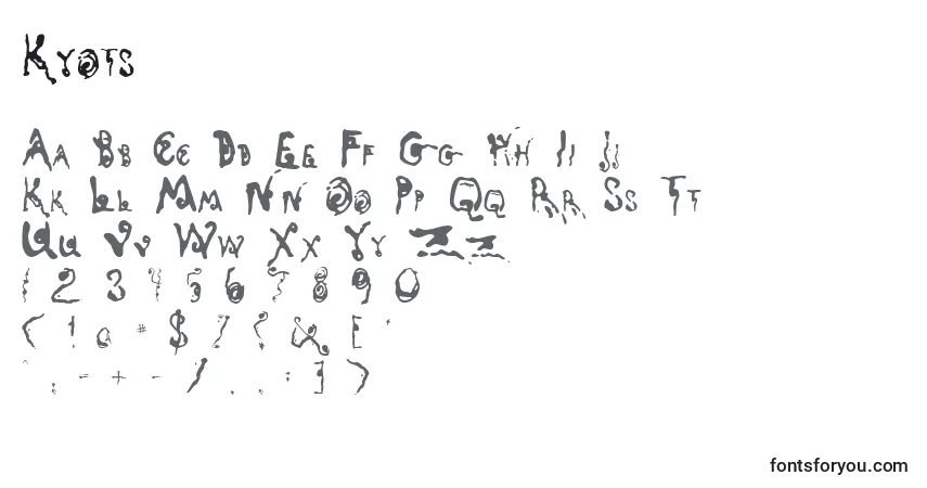 Czcionka Kyots – alfabet, cyfry, specjalne znaki