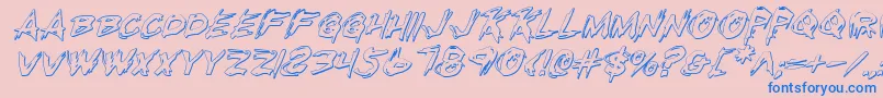 Rkilloi-Schriftart – Blaue Schriften auf rosa Hintergrund