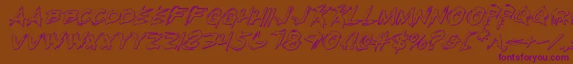 Rkilloi-Schriftart – Violette Schriften auf braunem Hintergrund