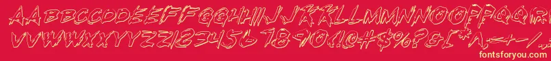 Rkilloi-Schriftart – Gelbe Schriften auf rotem Hintergrund
