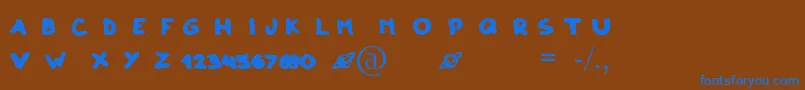 ClonoDos-Schriftart – Blaue Schriften auf braunem Hintergrund