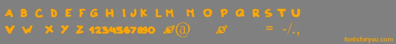 Weitere Informationen zur ClonoDos-Schriftart ClonoDos-Schriftart – Orangefarbene Schriften auf grauem Hintergrund