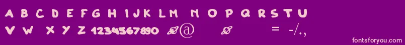 ClonoDos-fontti – vaaleanpunaiset fontit violetilla taustalla