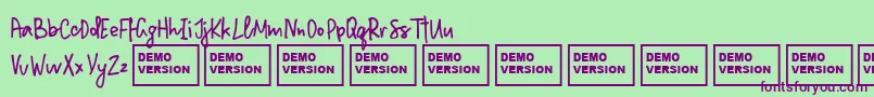 Czcionka MillionNotesDemo – fioletowe czcionki na zielonym tle