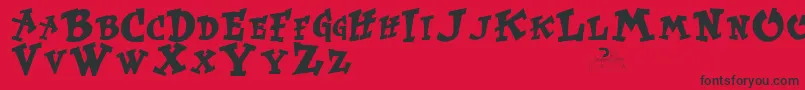 フォントKurtrussellRegular – 赤い背景に黒い文字