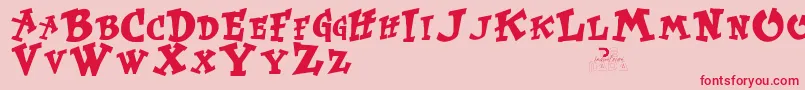 フォントKurtrussellRegular – ピンクの背景に赤い文字