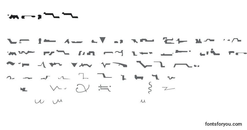 Czcionka Krell – alfabet, cyfry, specjalne znaki