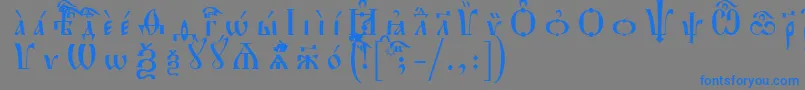 フォントHirmosIeucsSpacedout – 灰色の背景に青い文字